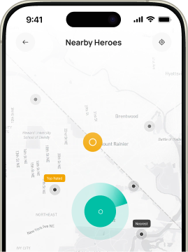 Find a Hero - right app screen