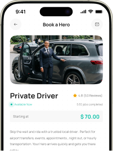 Find a Hero - left app screen